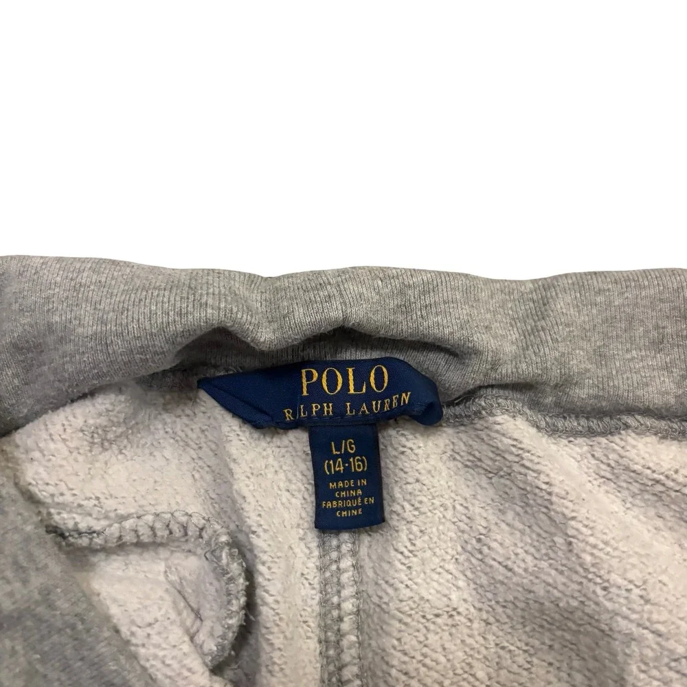 Polo Ralph Lauren Boys Heather Gray Fleece Jogger Sweatpants Size L 14-16